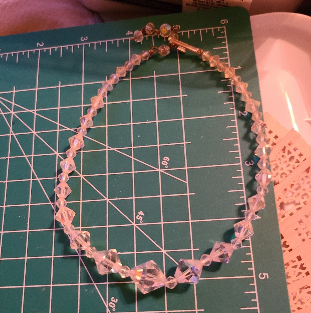 Unique Vintage Clear Crystal Necklace
